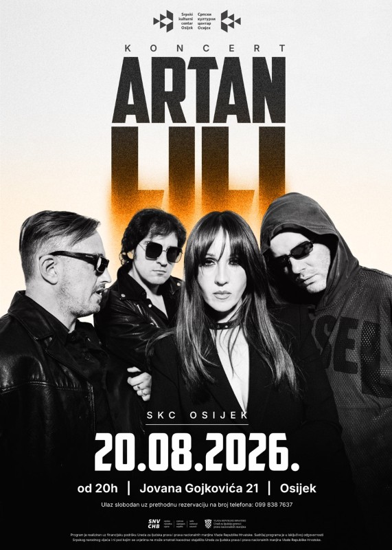 SKC Osijek: 20. avgusta koncert grupe "Artan Lili" 1 Artan Lili plakat 2