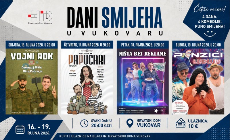 Manifestacija "Dani smeha u Vukovaru" od 16. do 19. septembra u Hrvatskom domu 1 Dani smeha Vu Custom